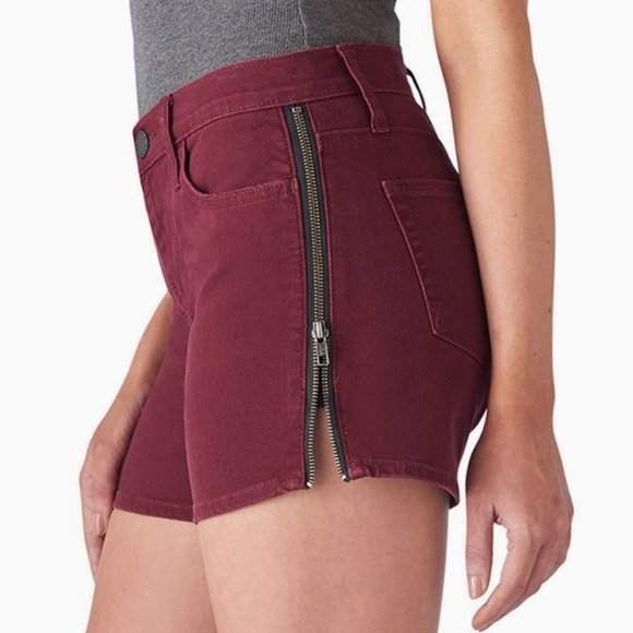 Rock & Republic Pants - Rock & Republic Kimber Burgundy Denim Zip Shorts